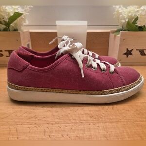 Vionic Hattie Espadrille Sneakers Washed Red Canvas Shoes Women's Size 7.5